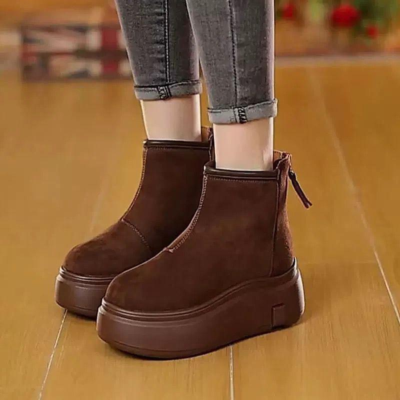 Women's Winter Fleece Lined Ankle Boots Warm Slip On Platform Snow Boots