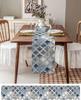 Modern Sage Green Morocco Linen Table Runner Holiday Party Decor Washable Kitchen Dining Table Runner Wedding Decorations