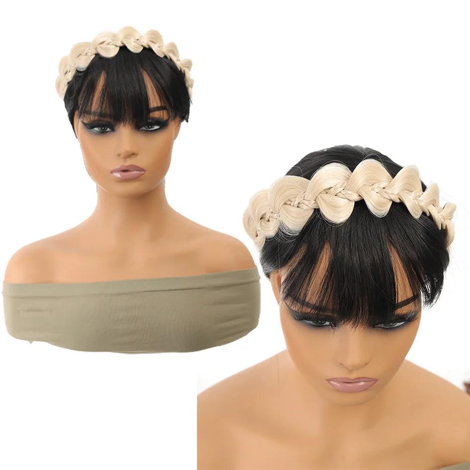 Synthetic headband, charming women's braided headband, adjustable, synthetic wig, used for daily life, music festivals, celebrat