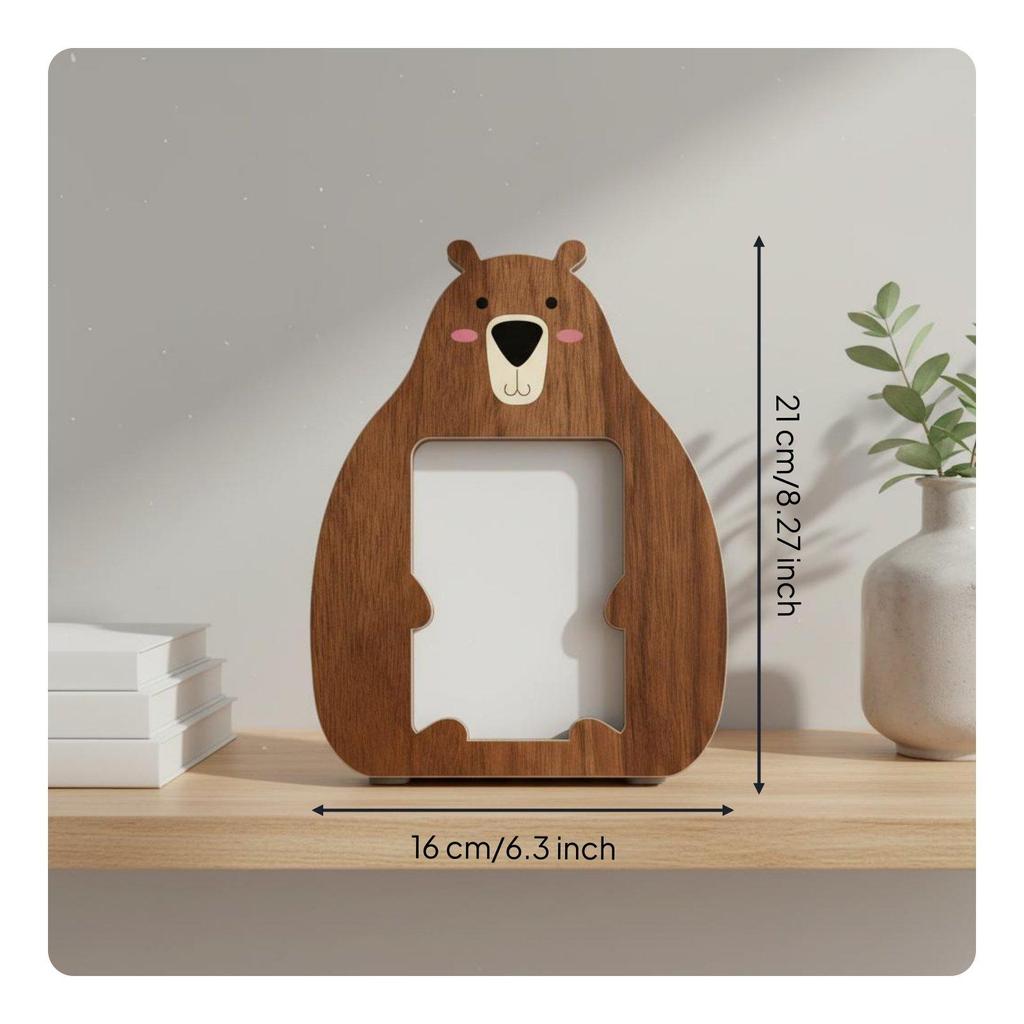 Cadre Photo Chat Dessin Animé Support en Bois Animal de Bureau pour Chambre d'Enfant