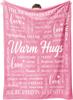 Afterprints Warm Hugs Healing Blanket  Soft Comfort Throw Blankets X Inspirational Get Well Gifts for Women Breast Cancer Suppor