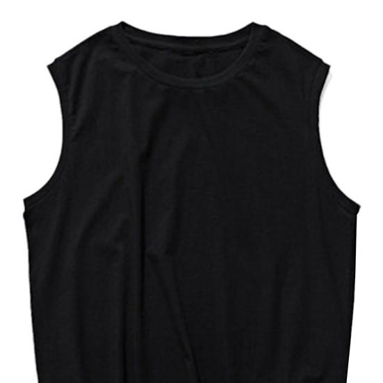 Men Vest Sleeveless Round Neck Tops Wide Shoulder Quick-Drying Sports Straps Pure Color Casual Tank Tops