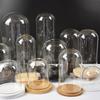 9x15cm Eternal Flower Glass Dome with Solid Wood Base Transparent Display Cover for DIY Craft Wedding Decor Valentine's Day Gift