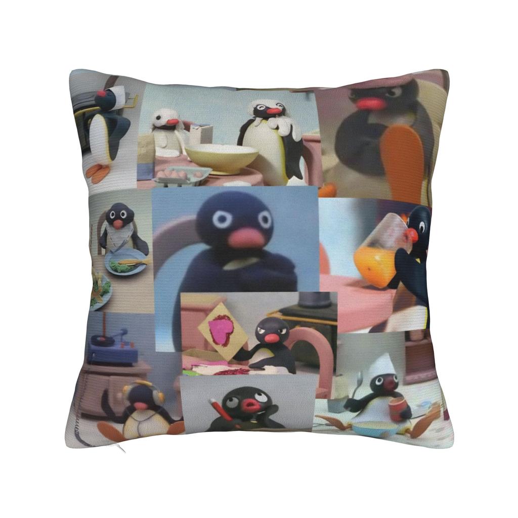 Noot Noot Poszewki na kwadratową poduszkę Pingu Pinga Pokrowiec na poduszkę z pingwinem Dekoracyjna poszewka na poduszkę do domu 18"x18"