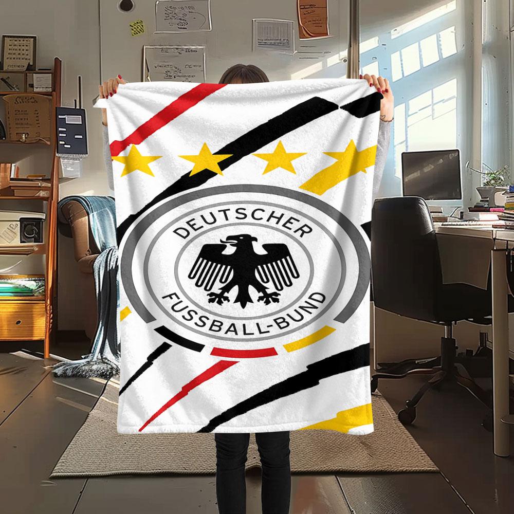 1PC Germany National Football Team Patterned Flannel Blanket Suitable For All Seasons for Home Decor Warmth and Comfort Gifts Holiday Present