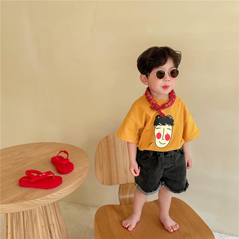 Jiaye Tongpin 2024 Kids' Summer Printed Short Sleeve T-Shirt - Fashionable and Cute Top for Boys and Girls