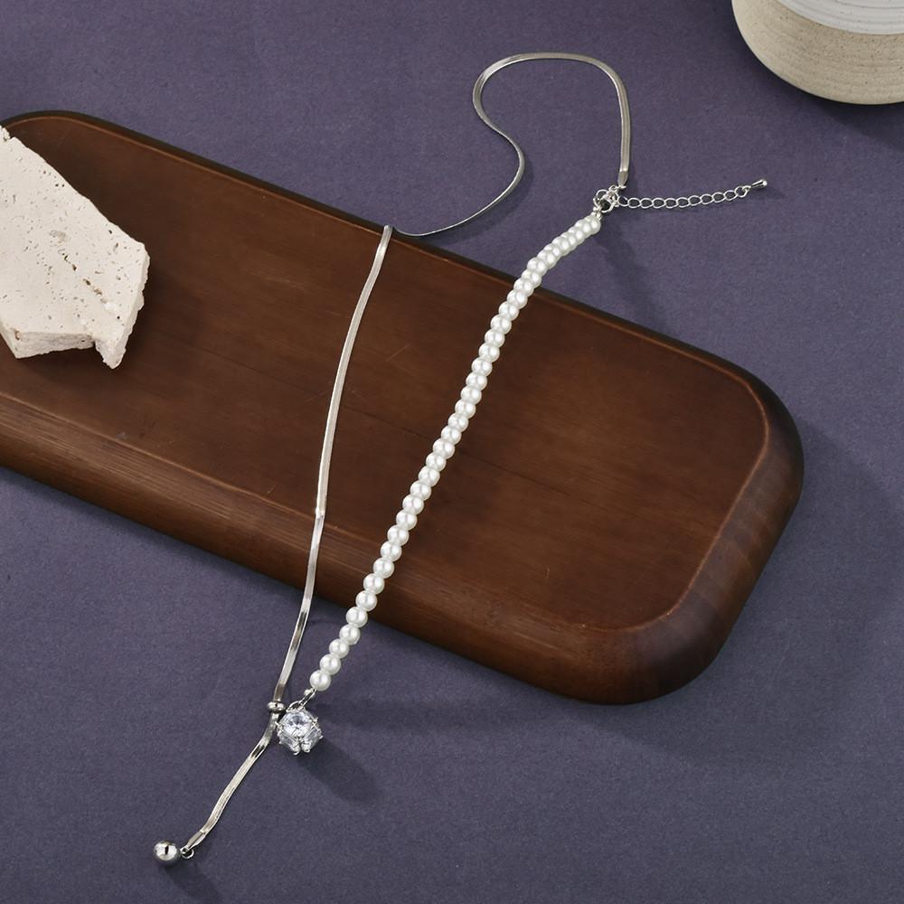 

Жемчужное роскошное кубическое регулируемое ожерелье из премиальной титановой стали для осени 2024