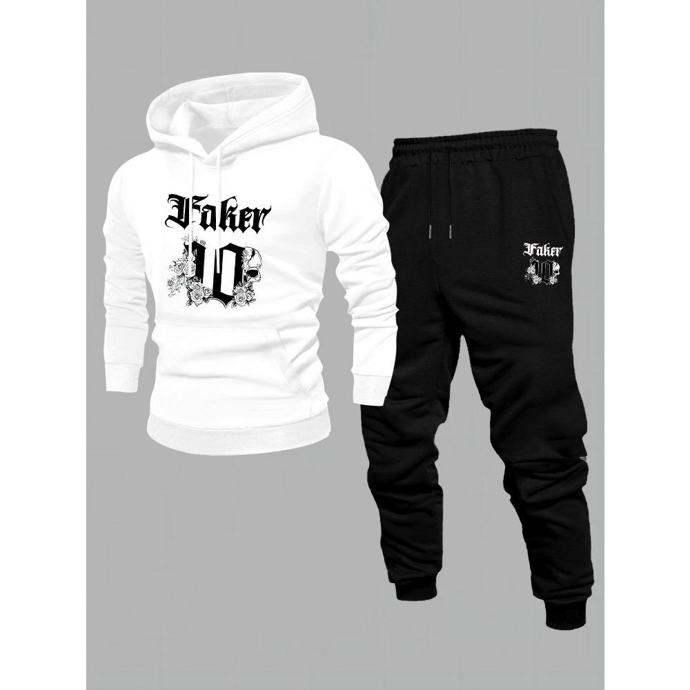 

Hooded Sweatshirt and Pants Set for Men, Featuring a Casual Style with Geometric Patterns and Slightly Stretchy Fabric, Perfect for Men S