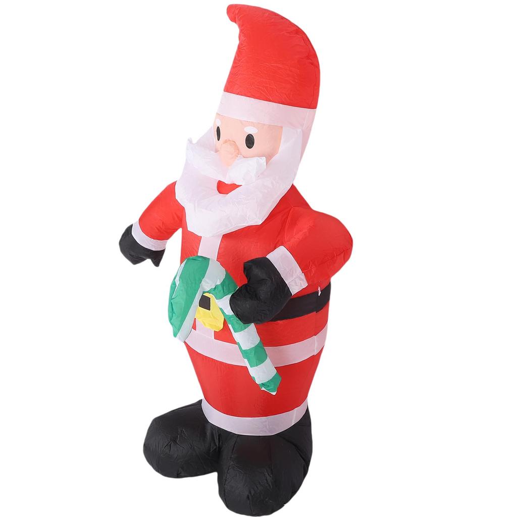 3,9 stopy Nadmuchiwany Święty Mikołaj z laską cukrową Wodoodporny Poliester 190T Podświetlany LED Nadmuchiwana Dekoracja Świąteczna na Podwórko dla