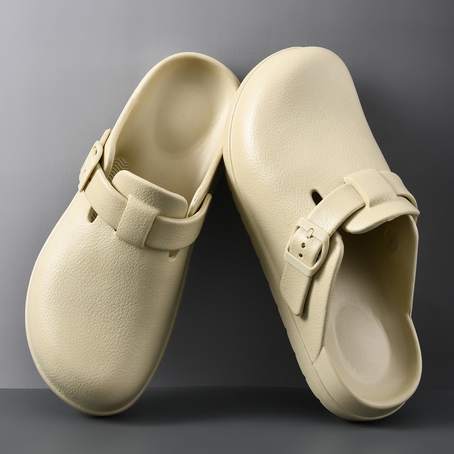 

Летняя одежда сумка голова тапочки мужские нескользящие толстоподошвенные, не пахнущие ногами износостойкие EVA специальные пляжные полушлепанцы для отдыха 45 хаки