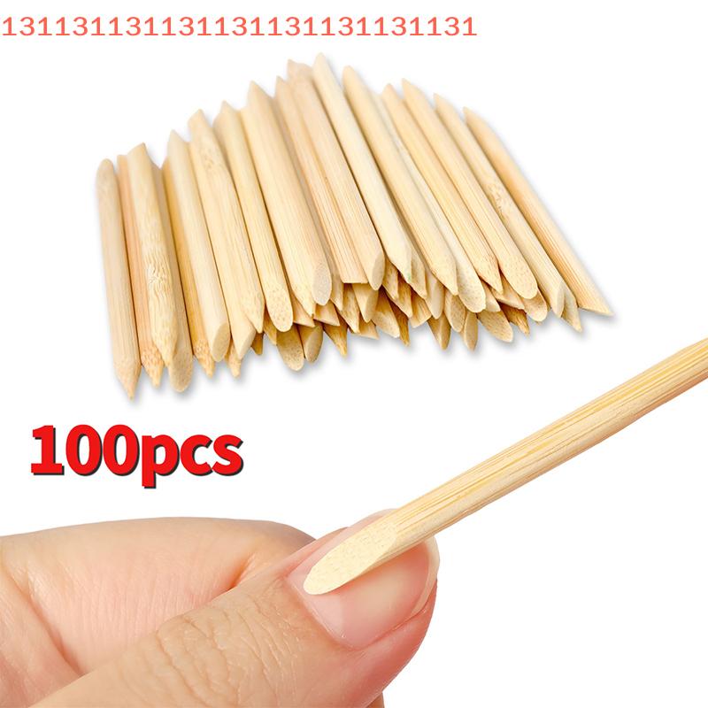100Pcs Orange Wood Cuticle Sticks Set Double Headed Forks Nail Manicure Tools 5 Sizes Cuticle Pusher Remove Tool