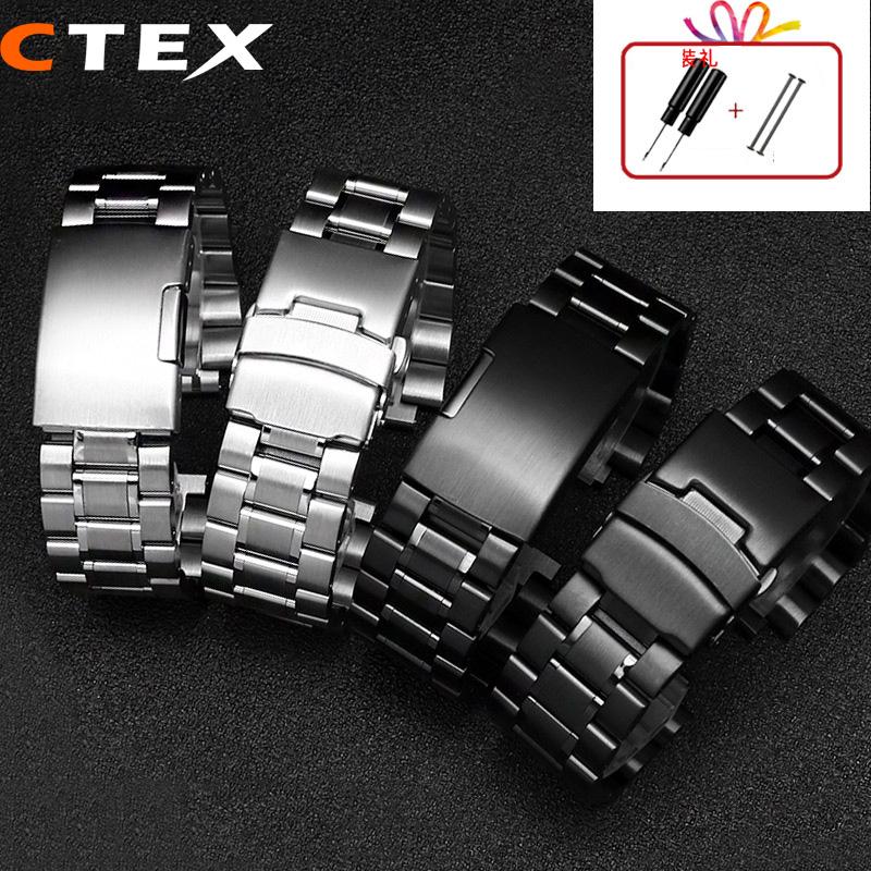 Edelstahl-Uhrenarmband für Herren TIMEX T2N720 T2N721 TW2R55500 T2N721 Uhrband 24*16mm Anstoßende Silber Schwarz Armband