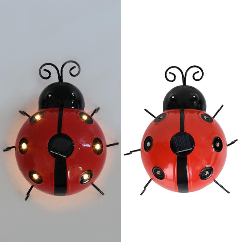 Solar Ladybug Light Outdoor Waterproof Led Garden Decor Wall Hanging Lawn Lighting For Yard Patio Statue