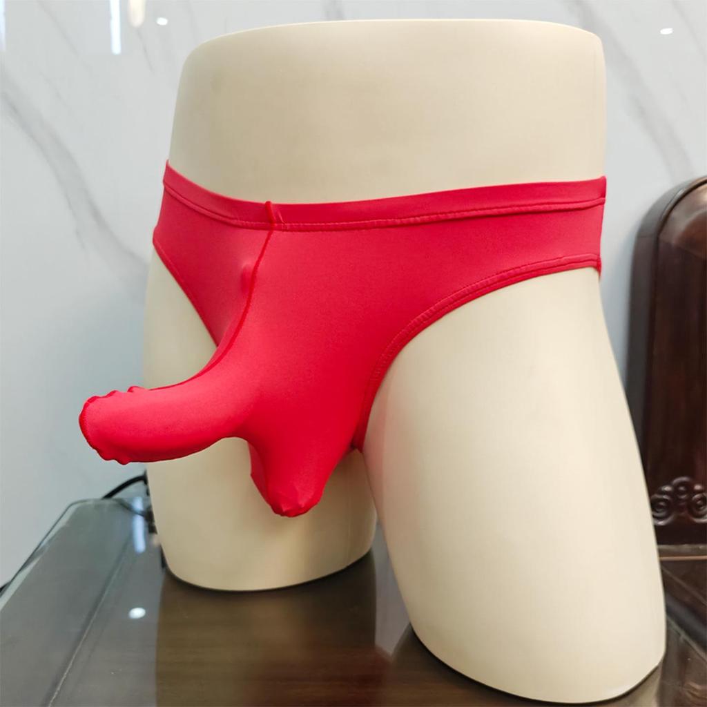 Men's Trendy Ice Silk Triangle Underwear with Unique Elephant Nose Design and Gun-Bullet Separation Feature
