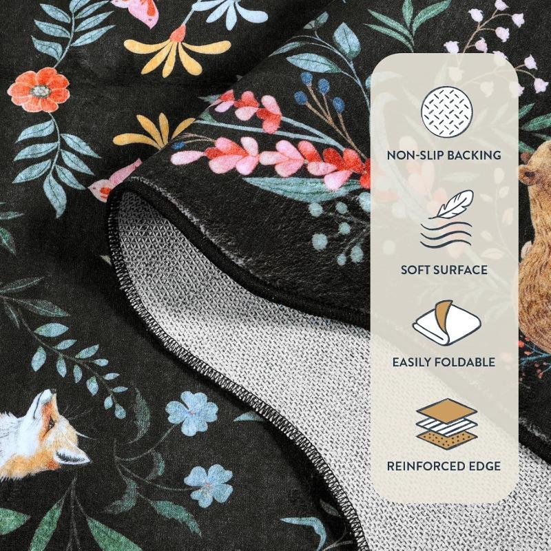 Animal Plant Living Room Carpet Nordic Print Bedroom Rug Machine Washable Fashion Light Luxury Coffee Table Soft Mat Tapis