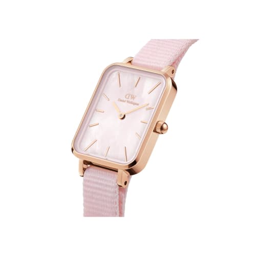 [Official Shop/Authentic Import/2-Year Warranty] Daniel Wellington DW Women's Quadro 20x26 Watch, Coral, Mother-of-Pearl, Pink Nato Strap, Rose Gold,