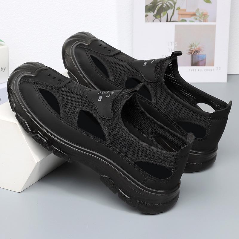 

Летние мужские дышащие сандалии Baotou, нескользящие, для ходьбы, повседневные сетчатые мужские сандалии, удобные и легкие 46