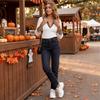 Damen Casual Vintage V-Ausschnitt Geripptes Patchwork-Oberteil mit Leopardenmuster für den Alltag