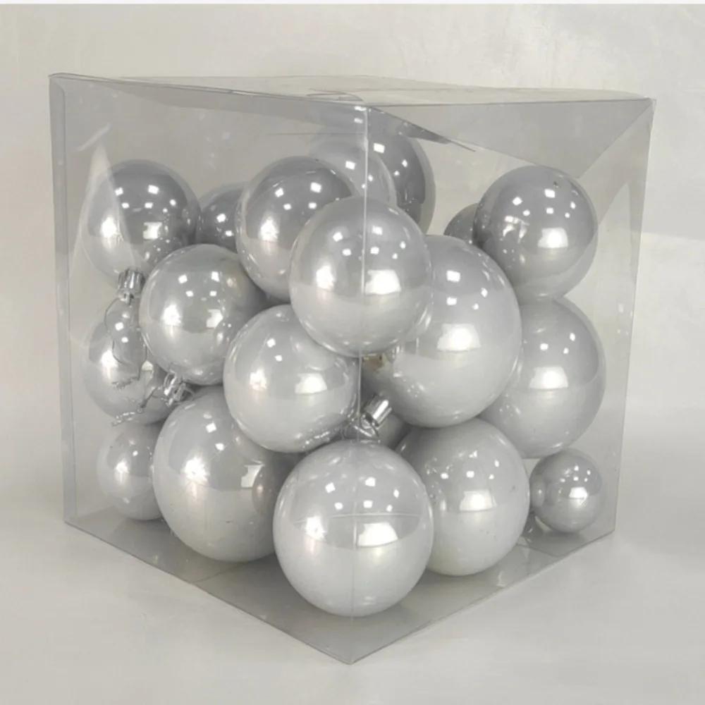 Fashion 37pcs Christmas Ball Pearl Color 4/5/6/7/8cm Christmas Pendant Gift Crafts DIY Hanging Ornament Ball Outdoor