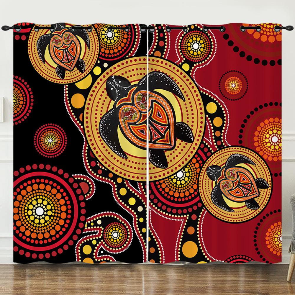 Tekstura Zasłony Zwierzę Gekon Żółw Ilustracja 3D Cyfrowy Druk Zasłona zaciemniająca z przelotkami