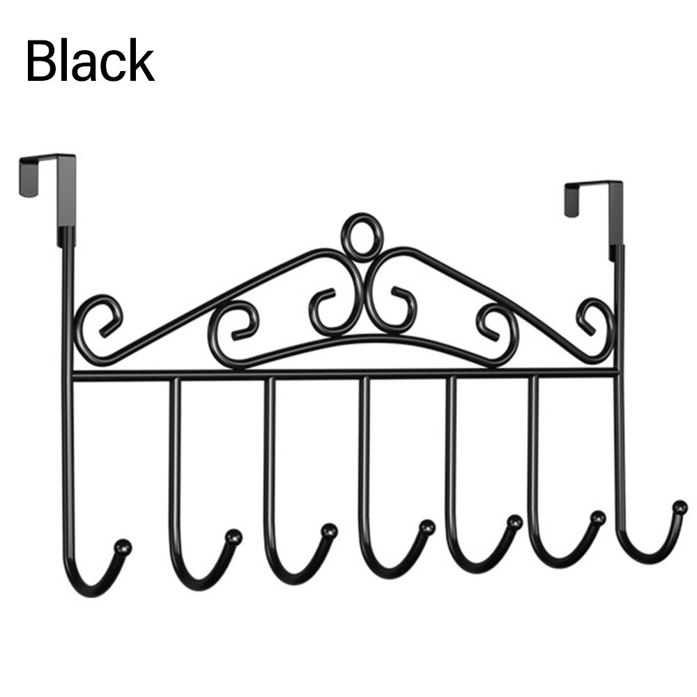 Bracket Towel Holder Clothes Hanger 7 Hooks Door Rear Hook Over Door Hanger Storage Rack Door Hooks
