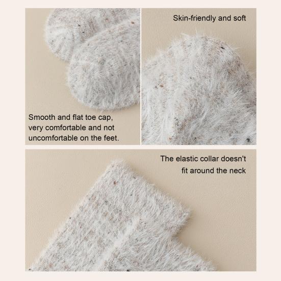 1 Pair Women Socks Highly Elastic Cozy Winter Ankle Socks Thickened Double-Sided Fleece Warm Slipper Socks