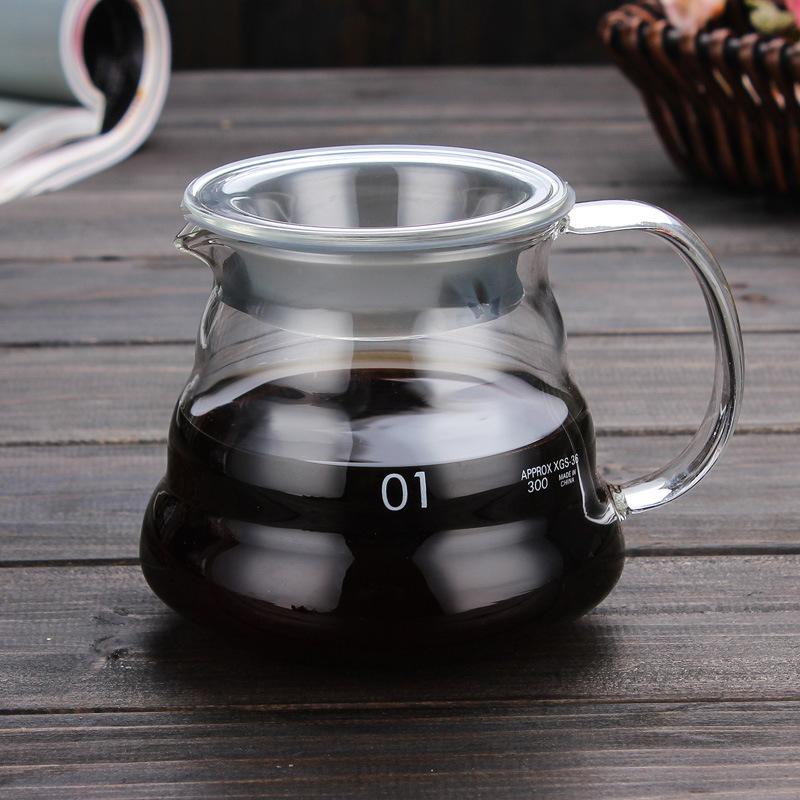 Coffee Carafe 300/500/700ml Coffee Clear Glass Kettle Sharing Pot with Lids Coffee Espresso Maker Accessories