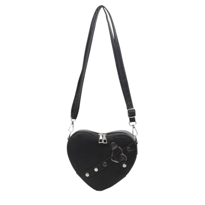 2024 Shoulder Bags Heart Shape Rivet Crossbody Bag Leather Phone Bag for Girl Women