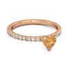 Citrine Pave White Topaz Solitaire Band Ring - 925 Sterling Silver Rose Gold Vermeil