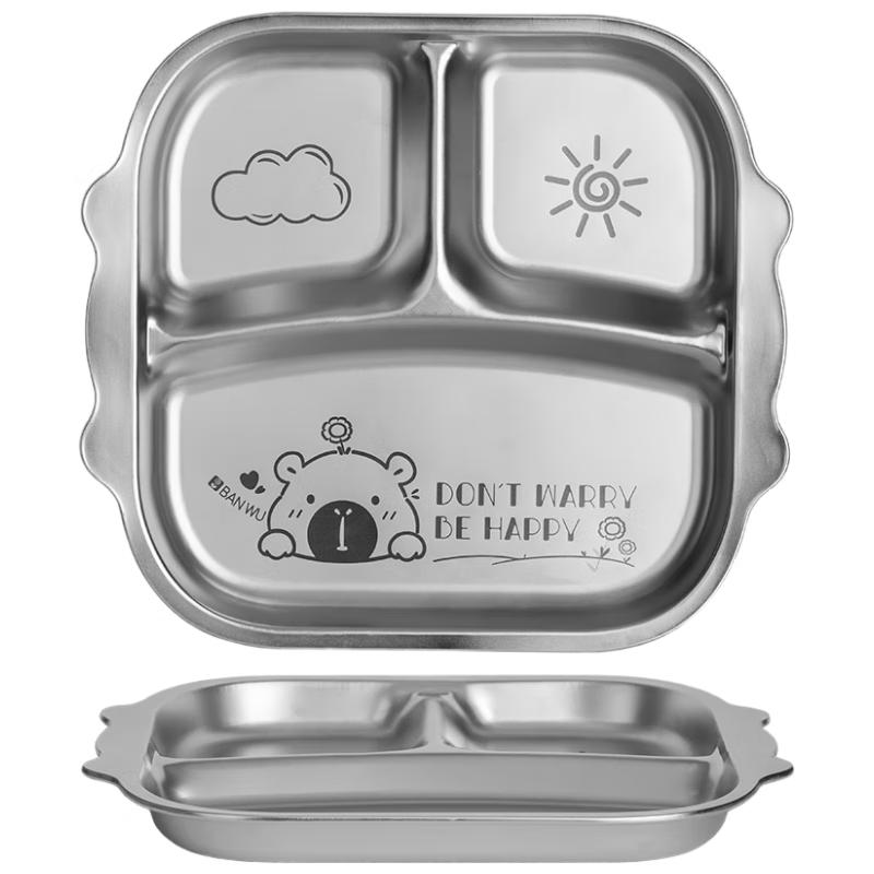 Banwu Life 304 Stainless Steel Divided Portion Plate
