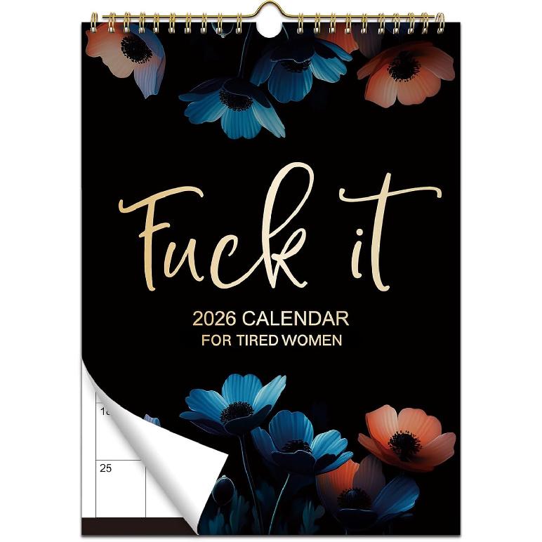 2026 Calendar Funny Wall Calendar 2026 Fuck it Calendar for Tired Women,Perfect Fun Gag Gift, White Elegant Gifts,Thick Paper With a Hook - чёрный
