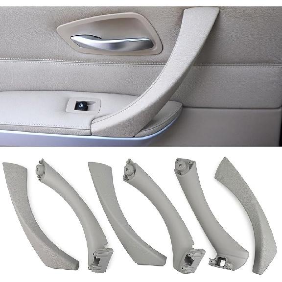 Car Door Handle Compatible With BMW 3 Series E90 E91 2006-2012 Interior Door Pull Handles Replace Cover Assembly For 323I 325I 328I 330I 335I (Gray)
