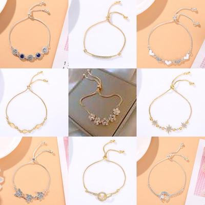 Náramek s květinou ze zirkonů v korejském stylu pro ženy - Trendy, jednoduchý, personalizovaný design