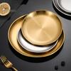 Stainless Steel Dinner Plates Round Salad Serving Plate Easy To Clean Pizza Fruit Bowl for Home Kitchen Outdoor Camping BBQ