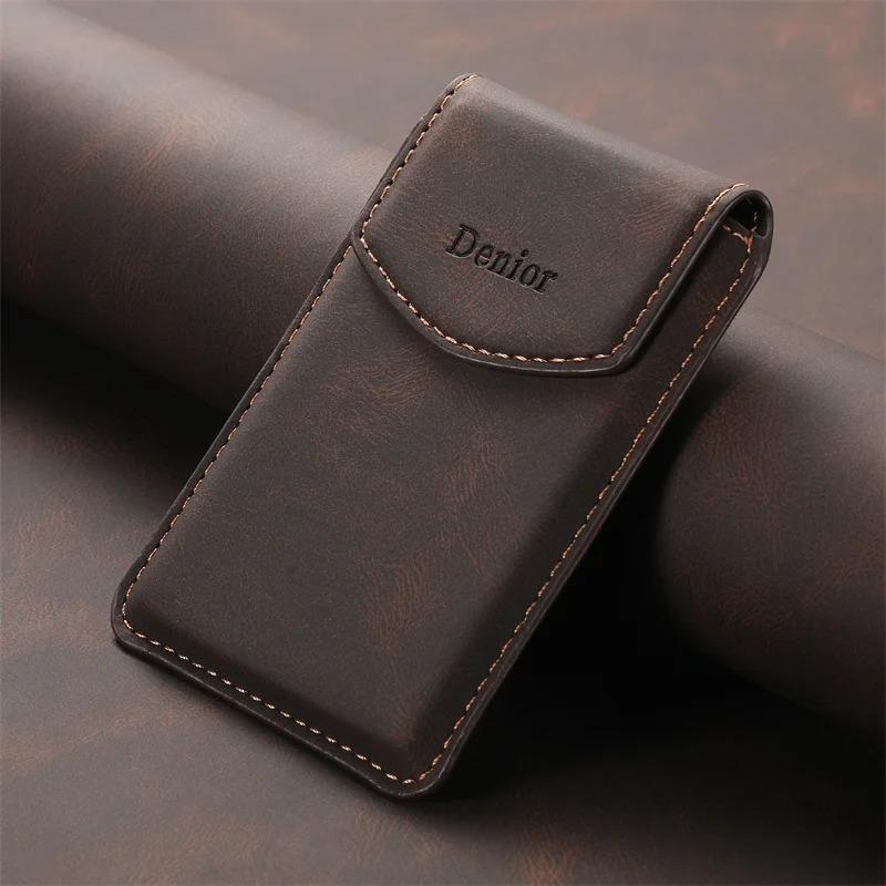 

EUCAGR Ultra-Thin Magnetic Synthetic Leather Card Holder Wallet Slim Design with Cash Pocket, Magnetic Closure Credit/ID Cards коричневий
