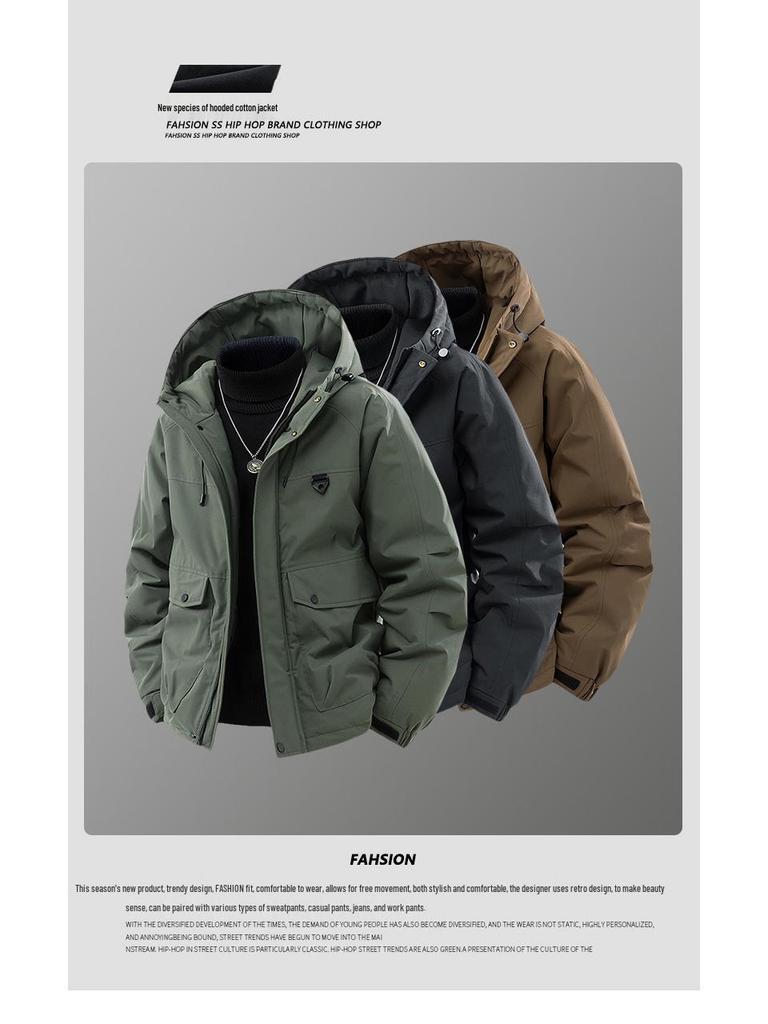 2025 Men's Plus Size Winter Windproof Cotton Jacket - Outdoor and Workwear