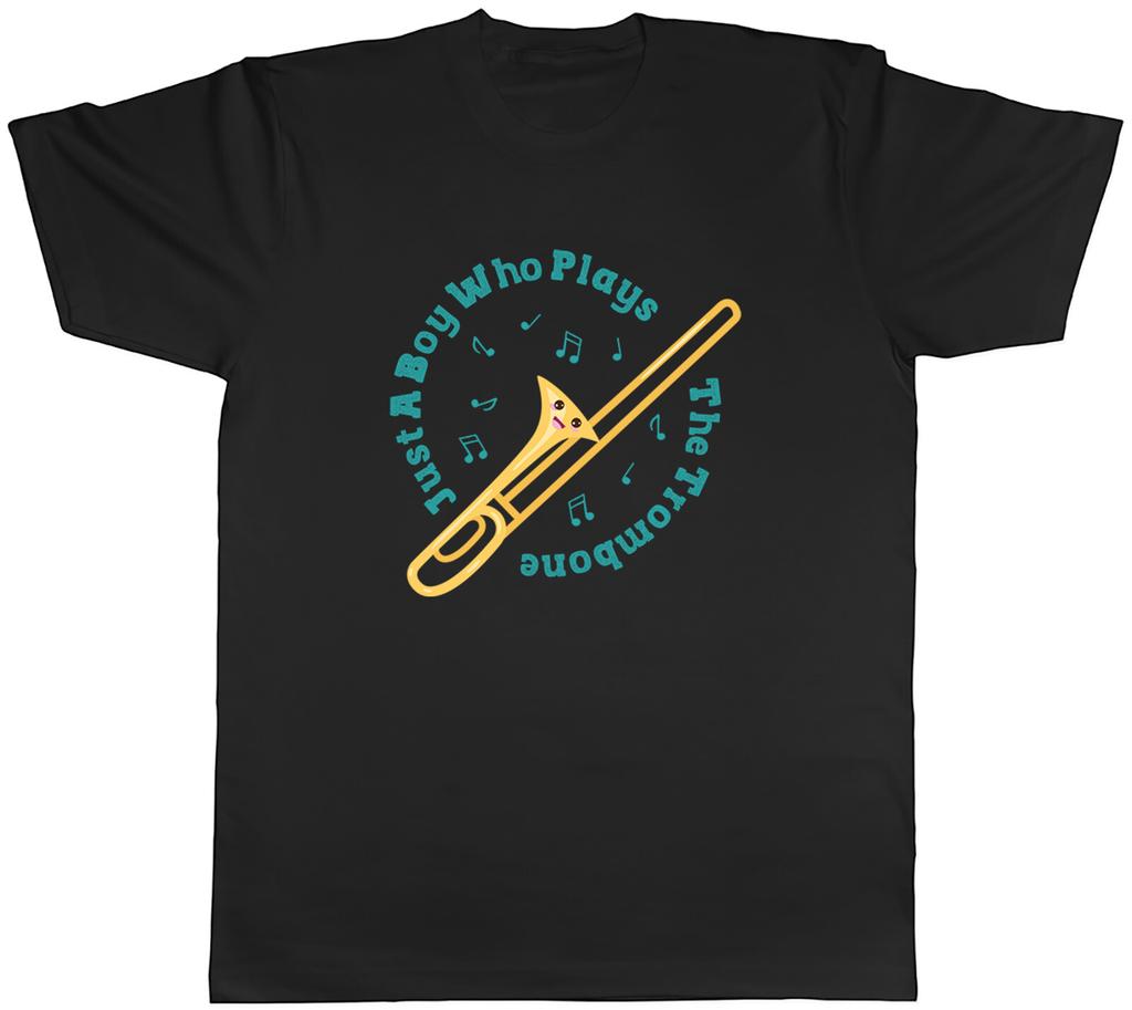 Boy Who Plays the Trombone Mens TShirt Brass Instrument Slide Bell Valve Tee
