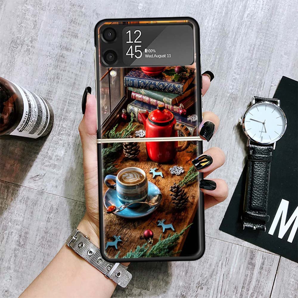 

Winter Coffee Christmas Cases For Samsung Galaxy Z Flip 4 5 6 7 3 Z Flip7 Flip6 Flip4 Flip5 Flip3 5G Hard Shockproof Fundas Cove Samsung Z Flip 3