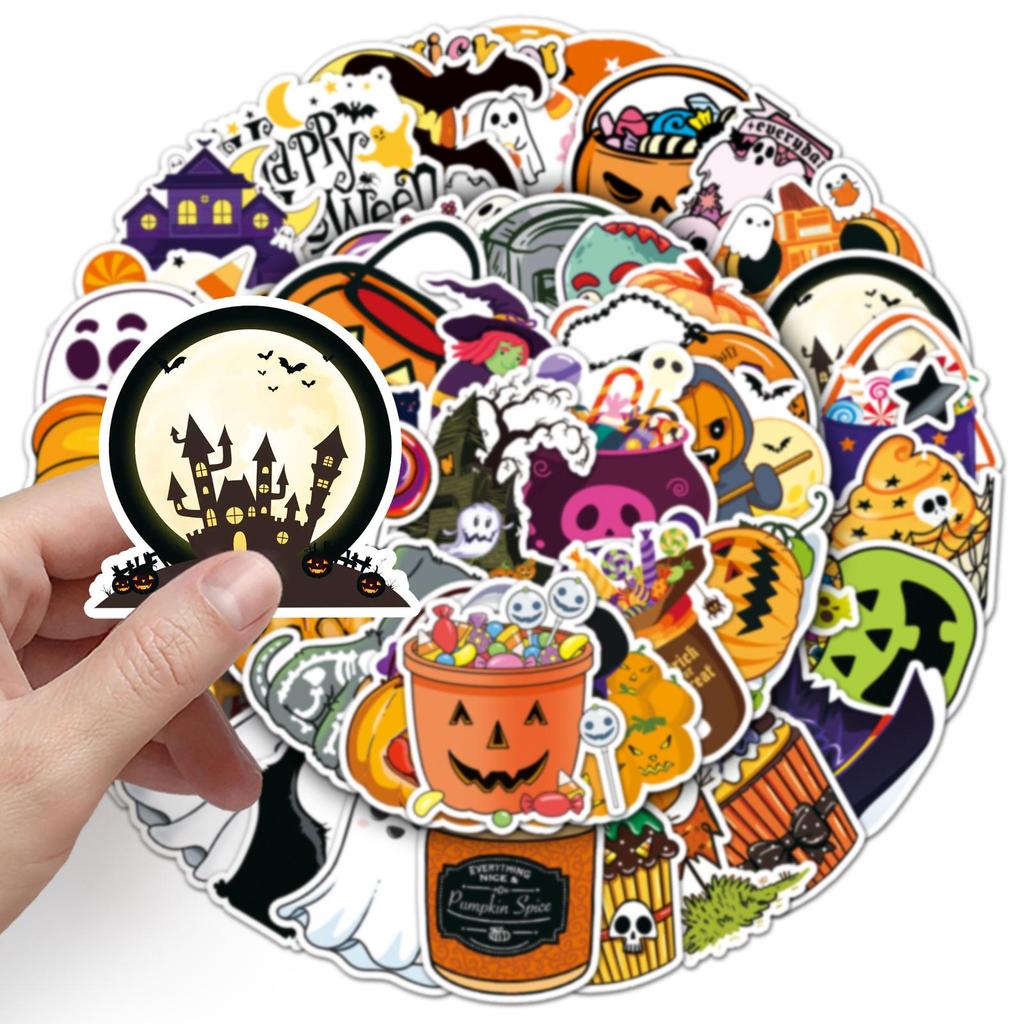 100 Halloween Graffiti Stickers: Personalized Cartoon Festival Decorations for Water Bottles & Phone Cases.