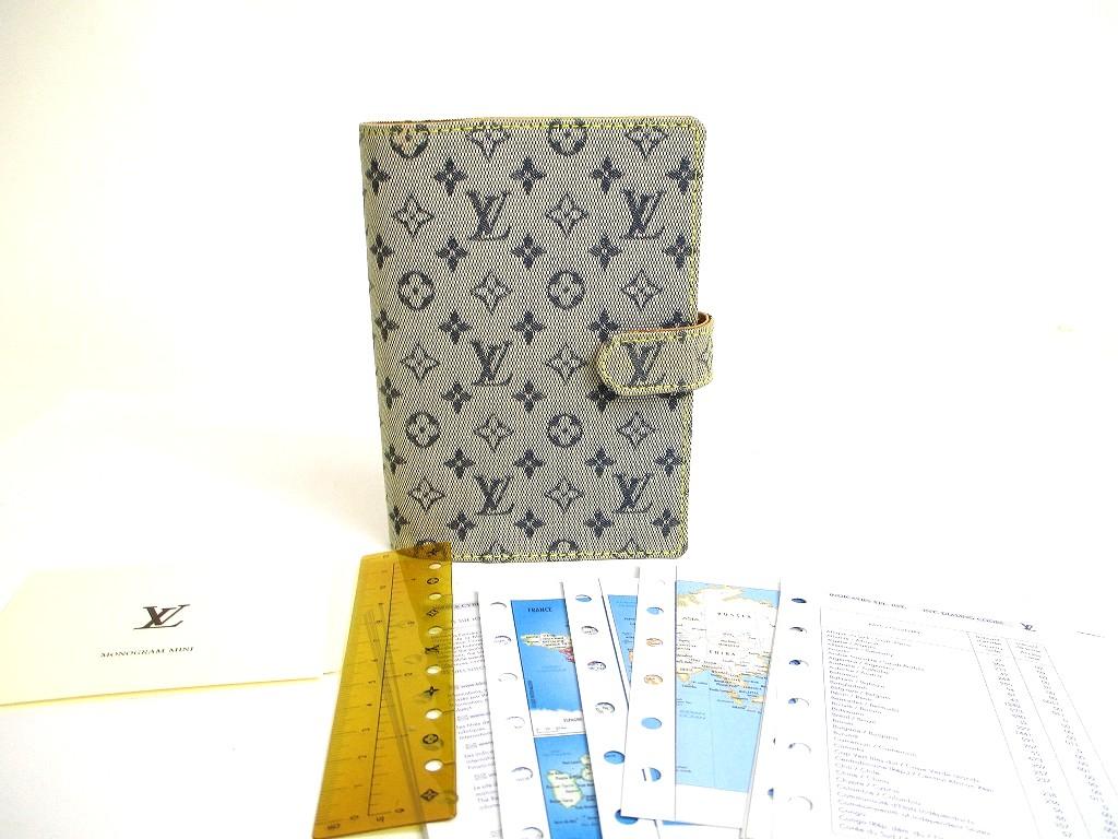 Authentic LOUIS VUITTON Monogram Mini Blue Document Holders Small Ring Agenda Cover #b082 Seller refurbished