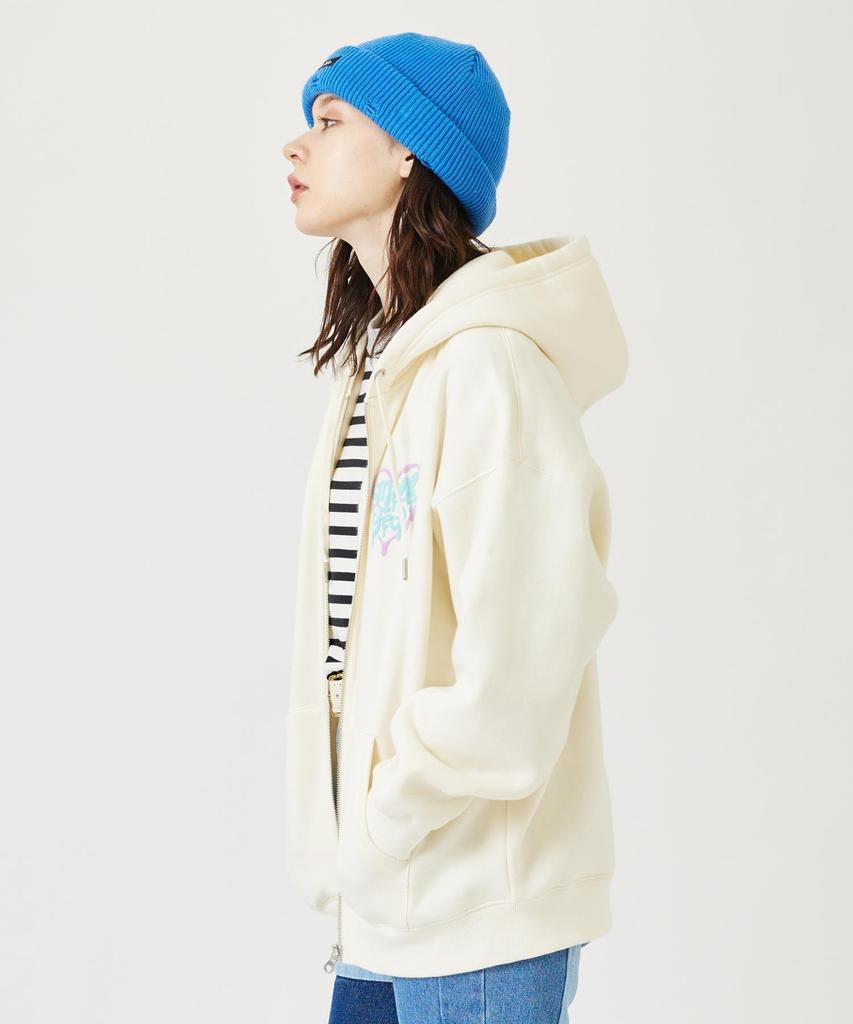 Milkfed Melty Heart Off White Women's Zip-Up Hoodie,