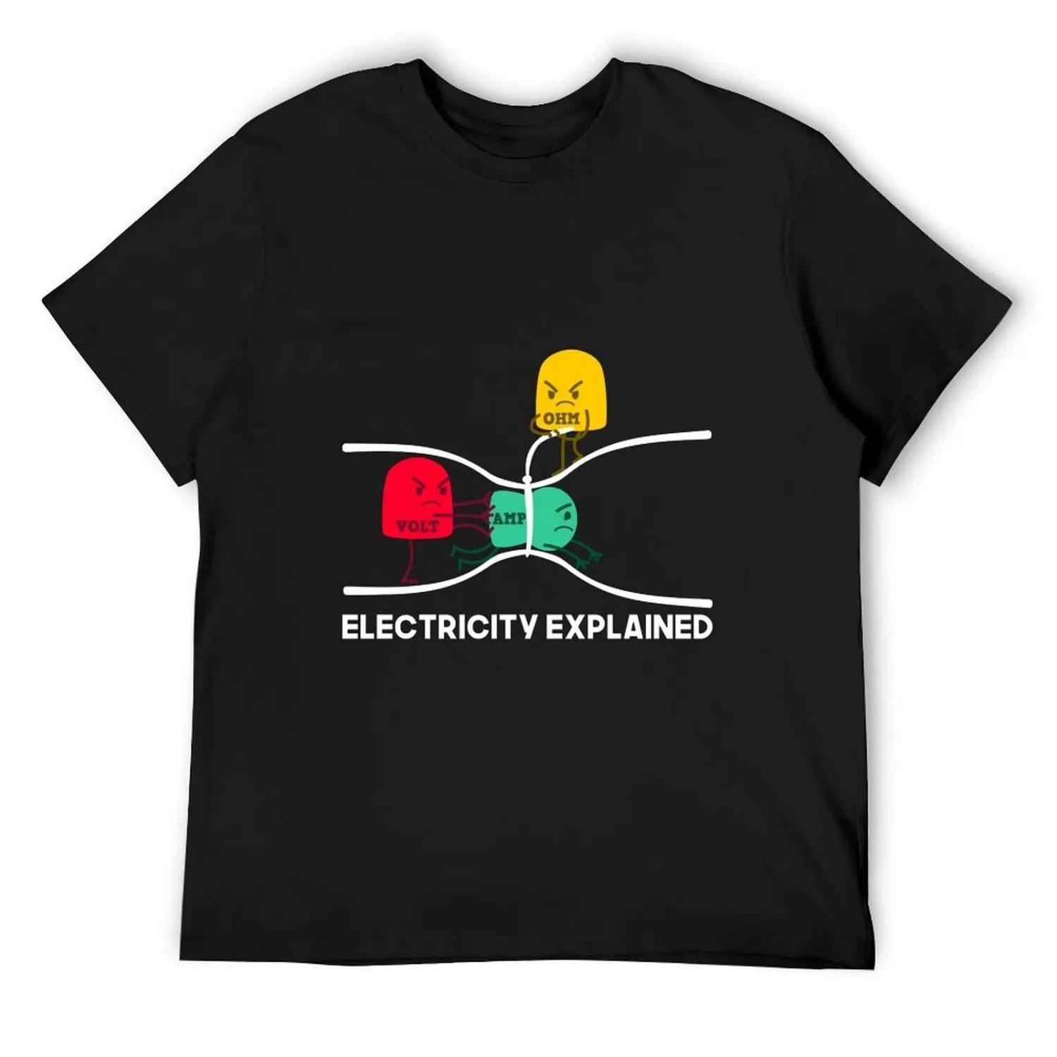 Electricity Explained T-Shirt shirts graphic tee plain Short sleeve tee blue archive T-shirt men S