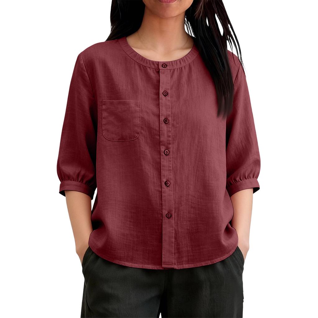 Fashionable Women's Cotton Linen Color Short Cardigan, Stylish, Elegant, Casual, Versatile, Slimming, Shirt.