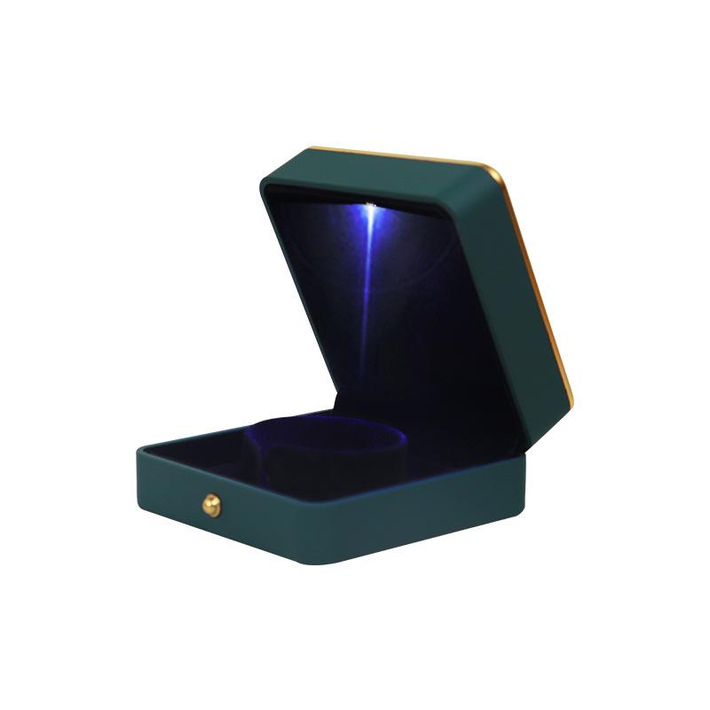 Round LED Jewelry Box with Gold Edge for Rings, Necklaces, and Bracelets