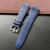 25mm * 8mm Genuine Leather Cowhide Watchband Replacement for Vacheron Constantin Overseas Calfskin Black Blue Brown VC Strap Men