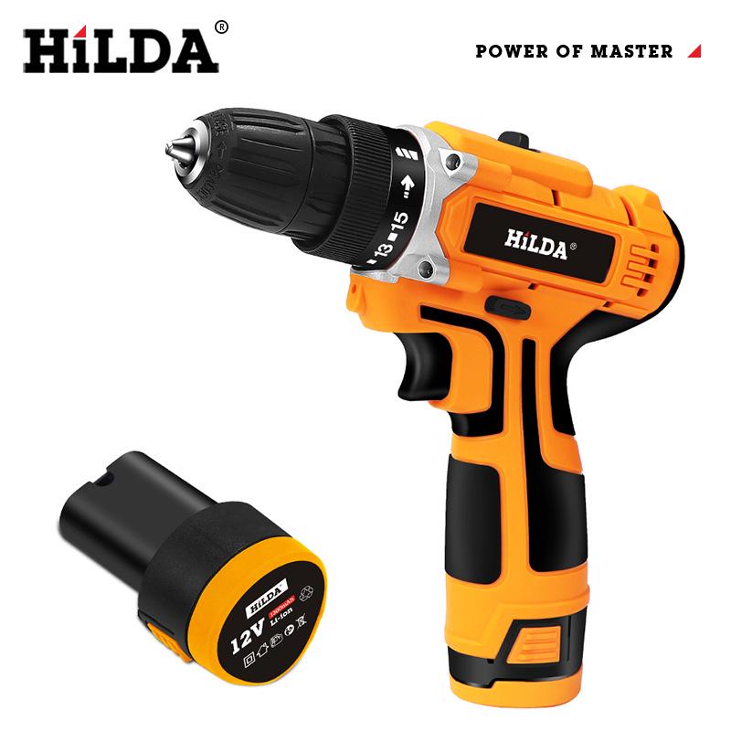HiLDA Electric Impact Drill: Rechargeable Lithium Battery, 12V/16.8V/21V