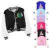 Kids Girls Witch Glinda Printed Casual Long Sleeves Baseball Jacket Coat
