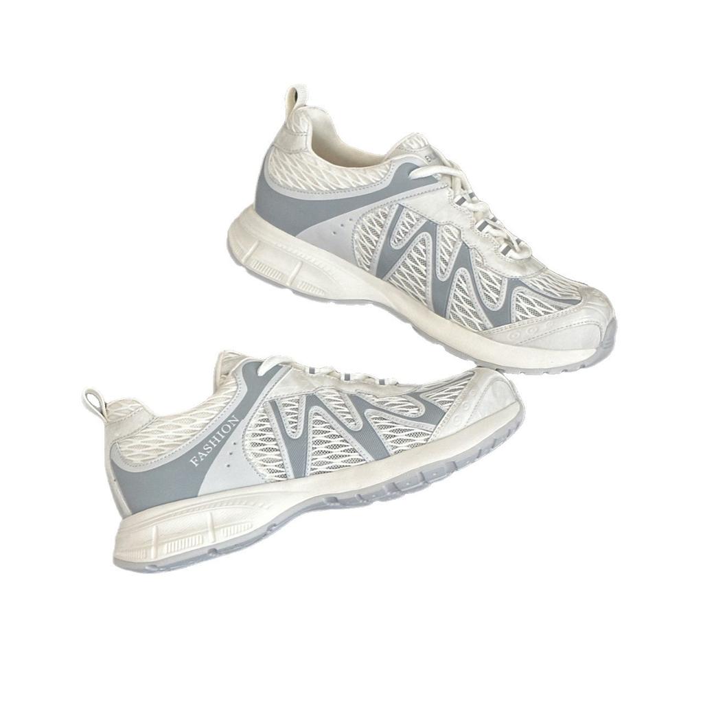 2025 popular thick-soled heightening little white shoes women's summer hollow breathable fashion versatile sports and leisure board shoes with skirts