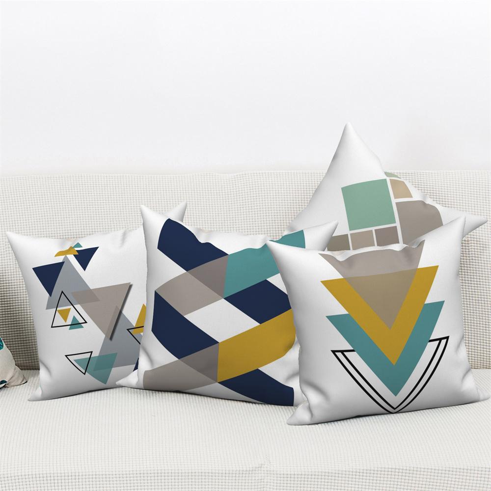 Sofa Cushion Cover Pillow  Decoration Home Office Car Geometric Pattern White Decorative