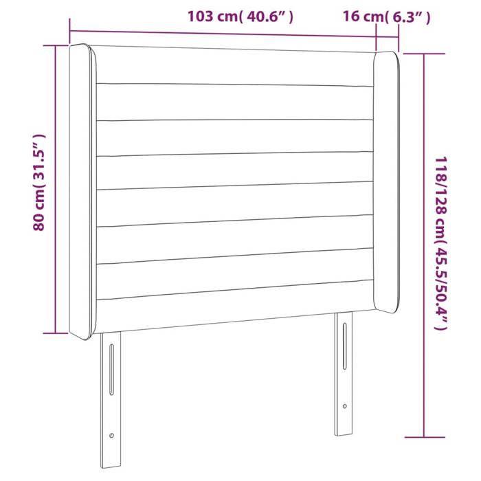 VidaXL Tête de Lit à LED Meuble de Chambre à Coucher Accessoire de Lit Simple Tête de Cadre de Lit Intérieur Gris Foncé 3124179